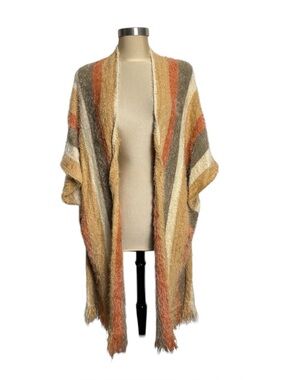 Title: Kori America Eyelash Knit Poncho Fringe Shawl Wrap Western Boho 1X 2X